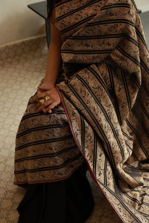 Black Brocade Half &amp; Half saree