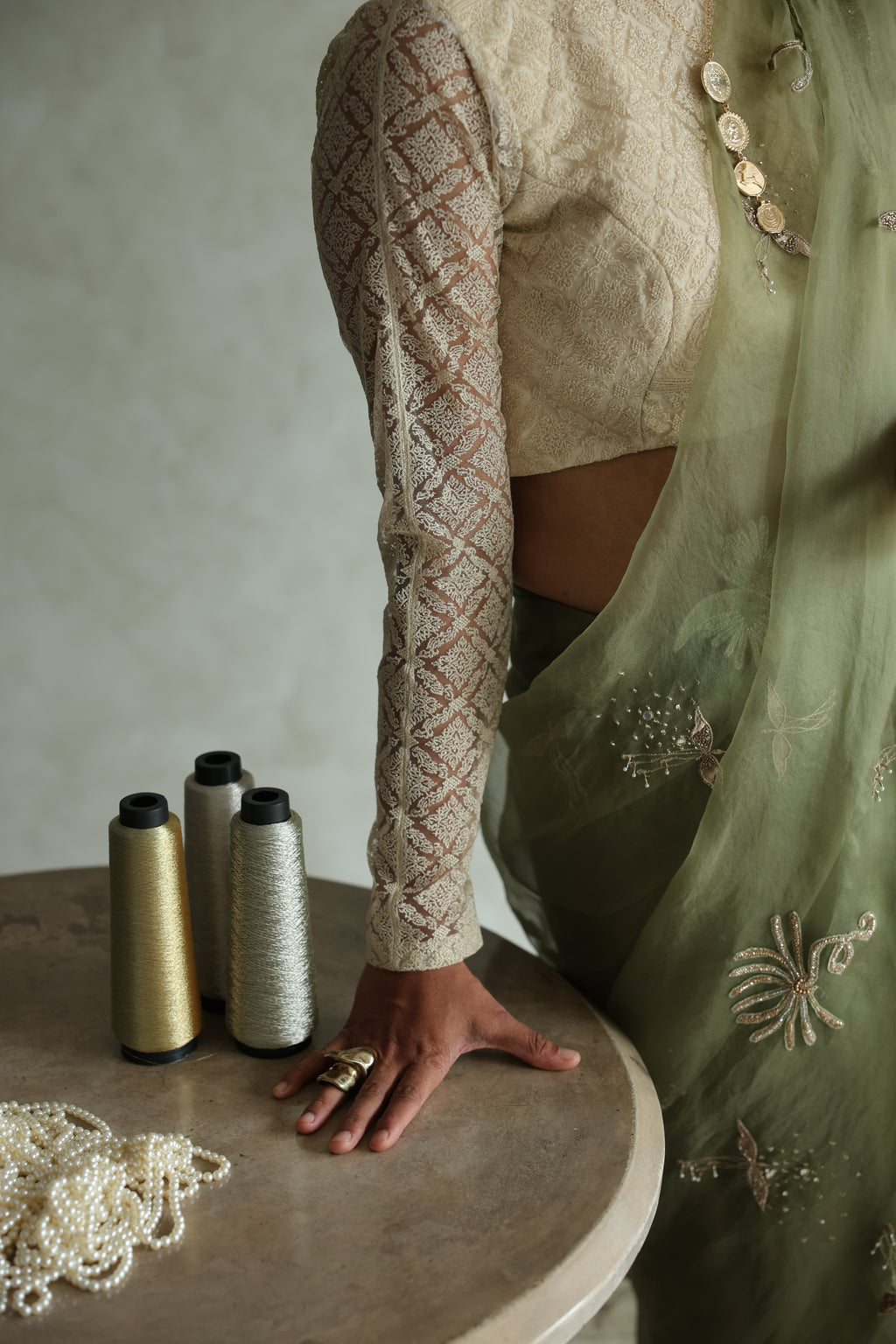 SAGE WHISPER ORGANZA SAREE