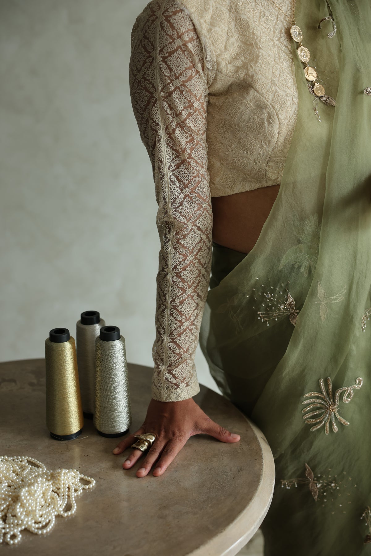 SAGE WHISPER ORGANZA SAREE