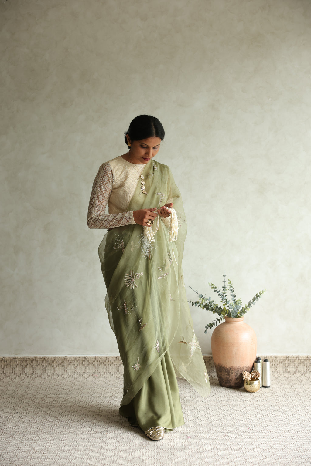 SAGE WHISPER ORGANZA SAREE