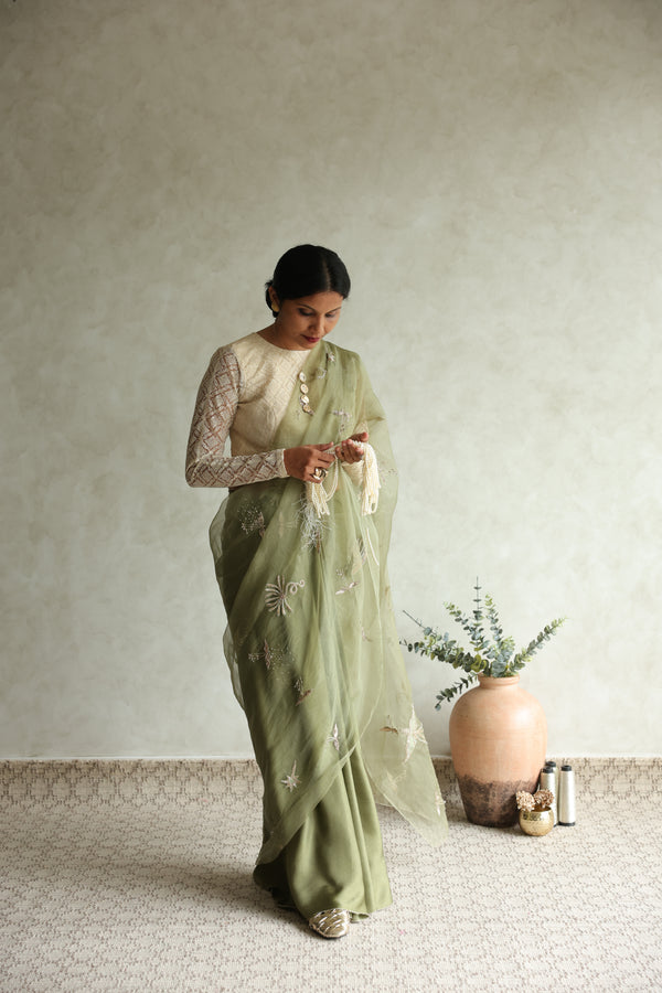 SAGE WHISPER ORGANZA SAREE