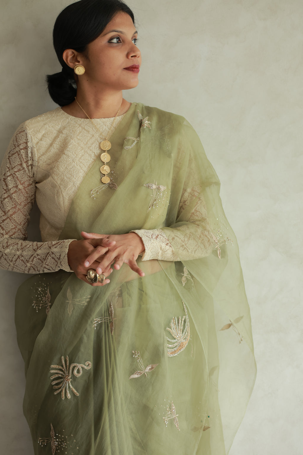 SAGE WHISPER ORGANZA SAREE