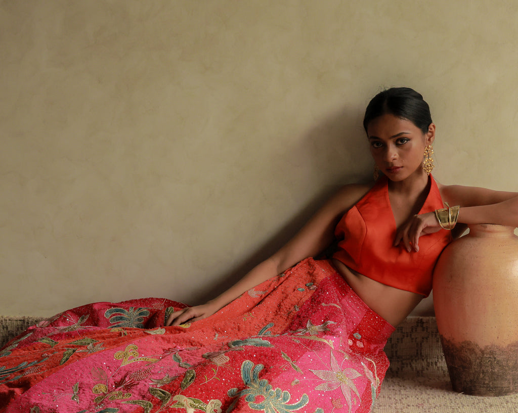 SUNSET BLOOM OMBRE SKIRT SET