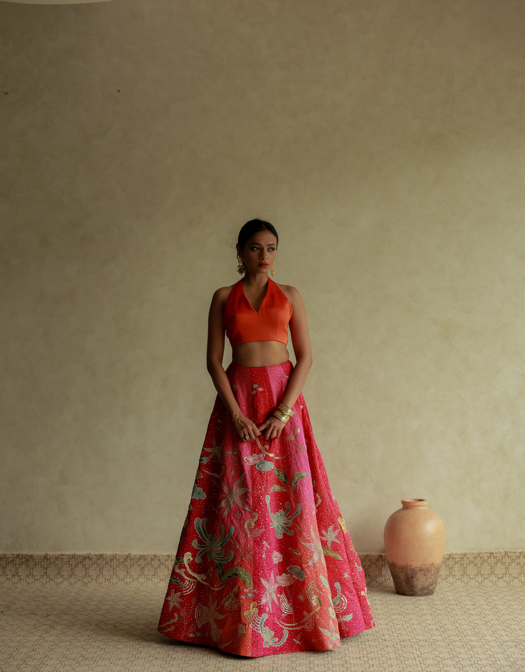 SUNSET BLOOM OMBRE SKIRT SET