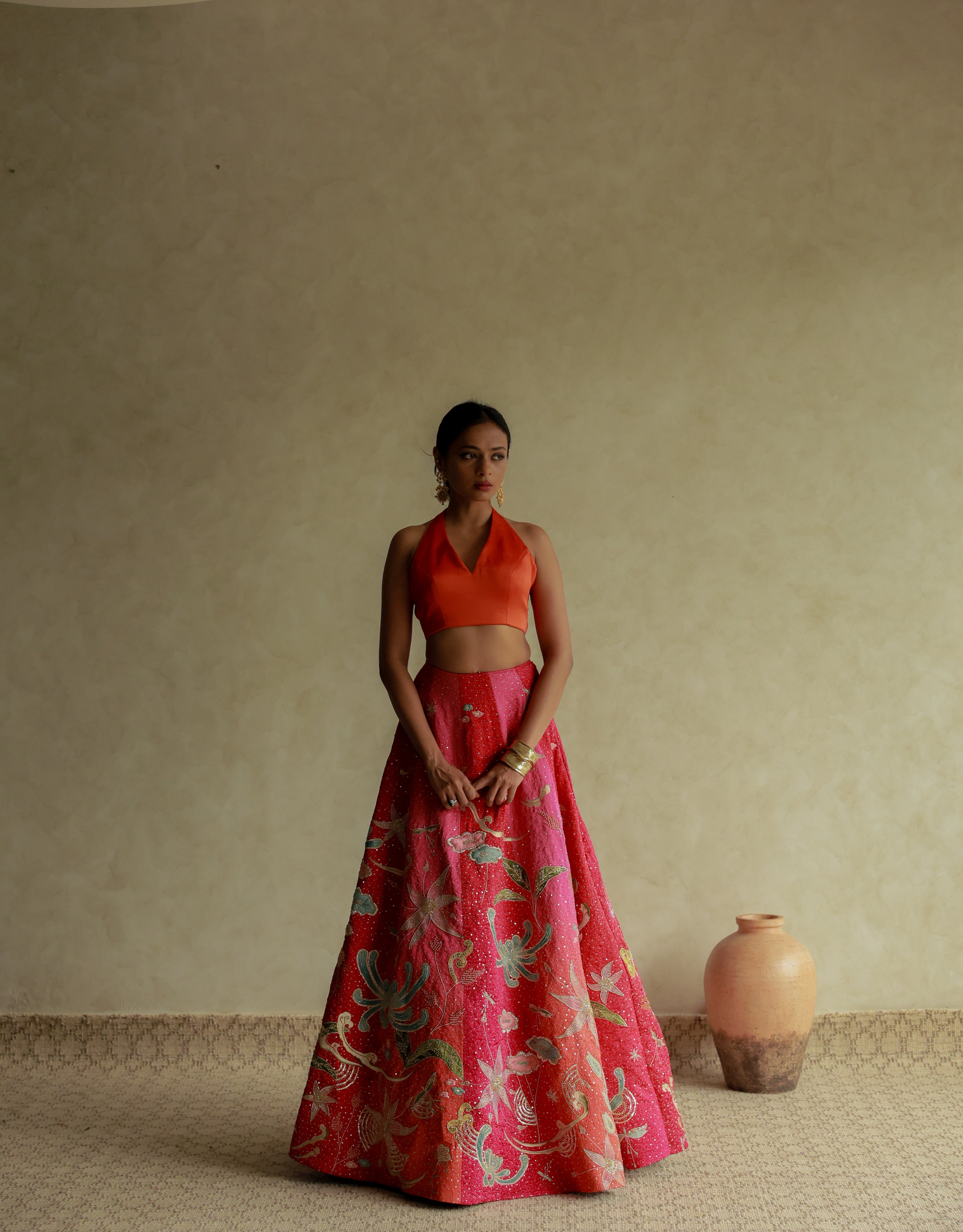 SUNSET BLOOM OMBRE SKIRT SET