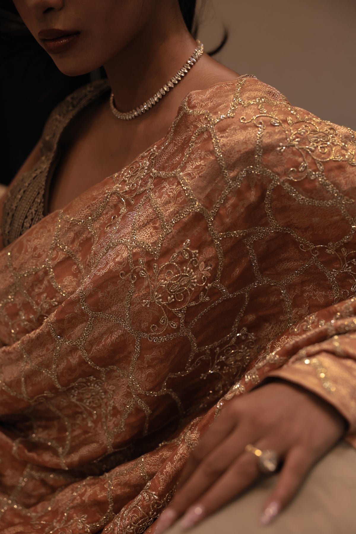 Copper Rust Orange Saree