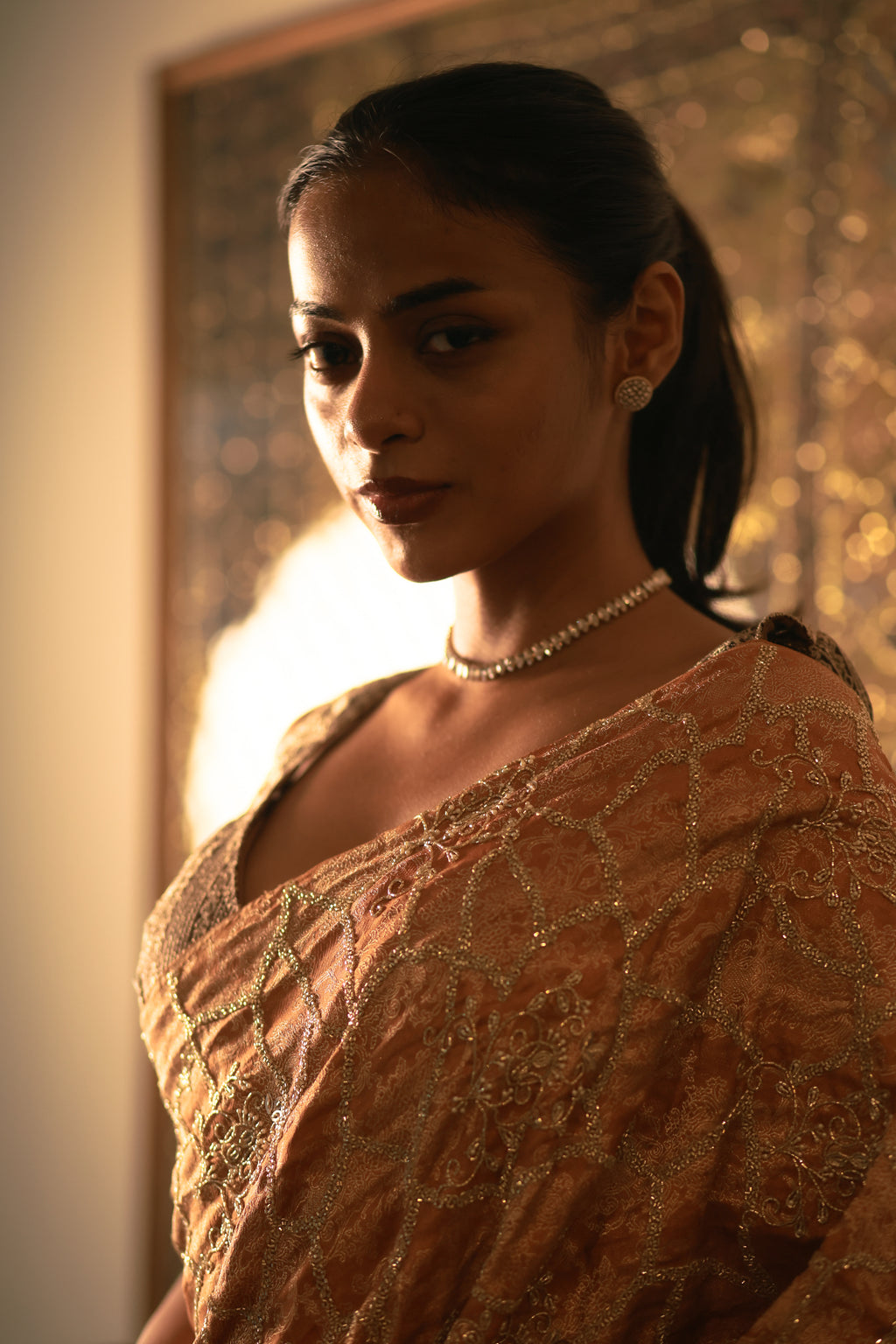 Copper Rust Orange Saree