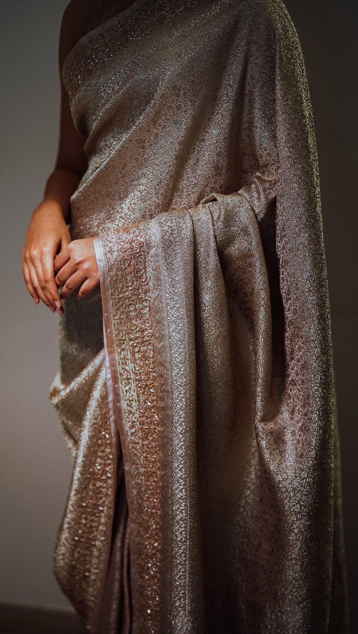 Brocade Saree with Embellished Borders
