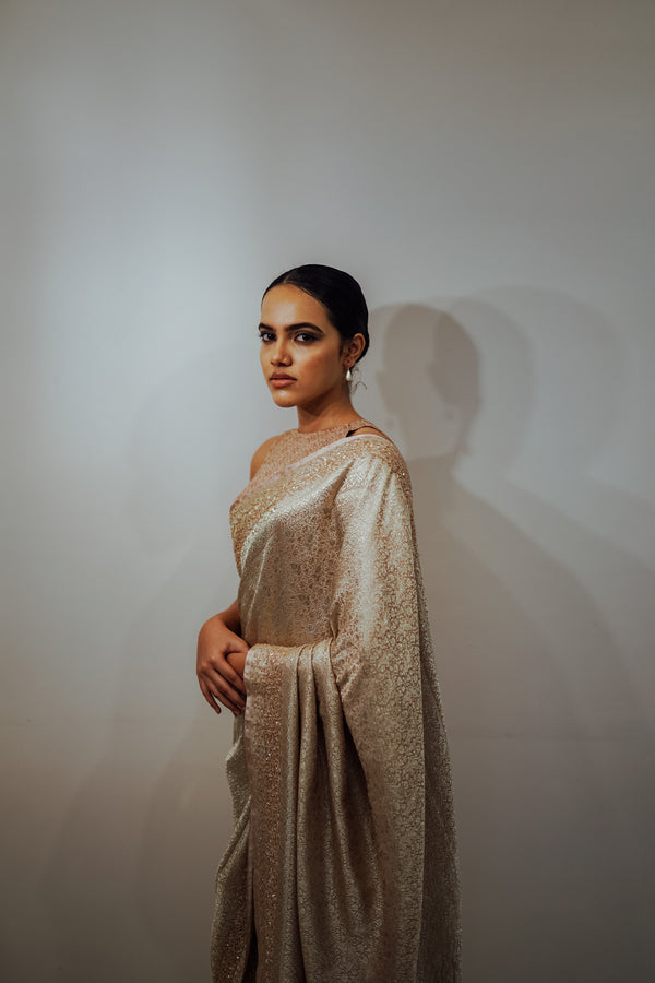 Brocade Saree with Embellished Borders