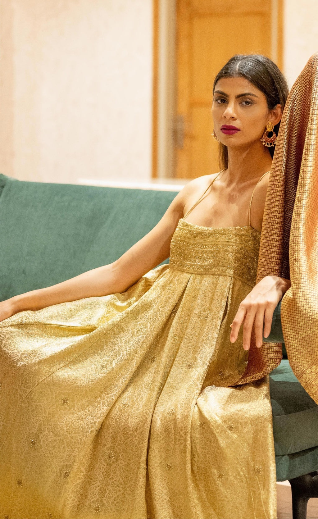 GOLD BROCADE DRESS